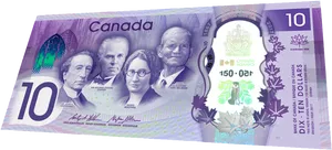 Canadian10 Dollar Bill Commemorative Edition PNG image