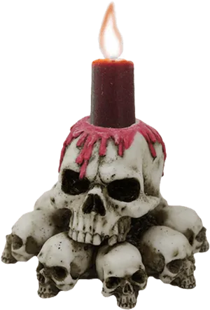 Candlelit Skull Decoration PNG image