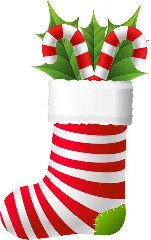 Candy Cane Christmas Stocking PNG image