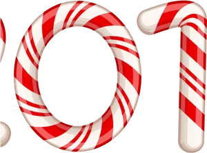 Candy Cane Letters Design PNG image