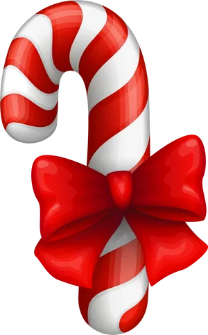Candy Cane With Red Bow