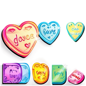 Candy Hearts And Messages PNG Cok24