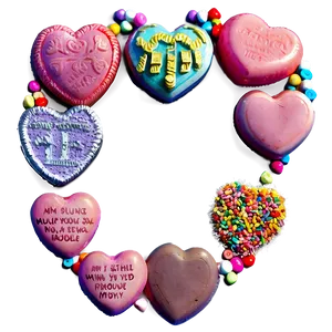Candy Hearts And Messages PNG Ghd