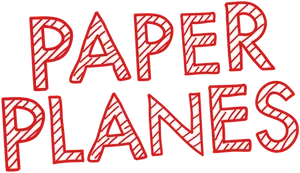 Candy Striped Paper Planes Text PNG image