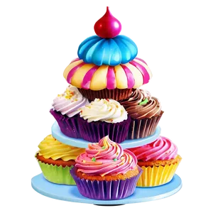 Candyland Cupcake Tower Png 06202024 PNG image