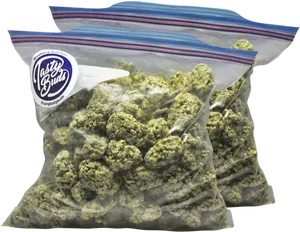 Cannabis Budsin Ziplock Bags PNG image