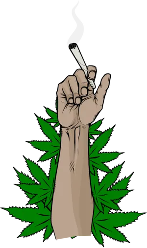 Cannabis Culture Fist Holding Joint PNG image