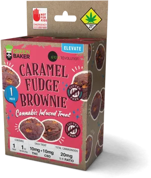 Cannabis Infused Caramel Fudge Brownie Packaging PNG image