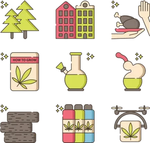 Cannabis Related Icons Set PNG image
