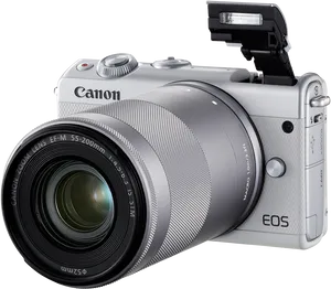 Canon E O S Mirrorless Camerawith Flash PNG image