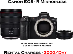 Canon E O S R Mirrorless Camera Rental PNG image