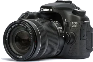 Canon E O S70 D D S L R Camerawith Lens PNG image