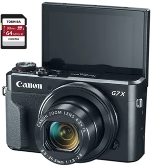 Canon G7 X Camerawith Flip Screen PNG image