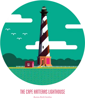 Cape Hatteras Lighthouse Illustration PNG image