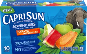 Capri Sun Adventures Papaya Watermelon Flavor Packaging PNG