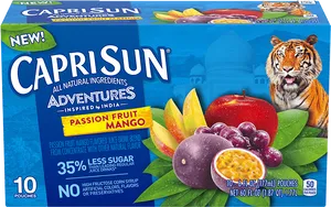 Capri Sun Adventures Passion Fruit Mango Packaging PNG image