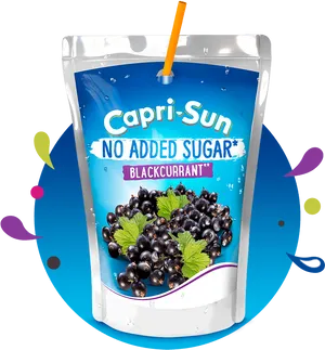 Capri Sun Blackcurrant No Added Sugar Pouch PNG