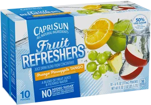 Capri Sun Fruit Refreshers Orange Pineapple Tango Packaging PNG image