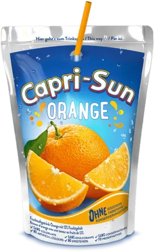 Capri Sun Orange Flavor Pouch PNG