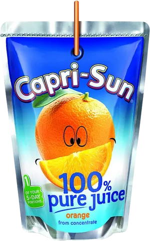 Capri Sun Orange100 Percent Juice Pouch PNG image