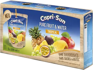 Capri Sun Pure Fruitand Water Tropical Packaging PNG image