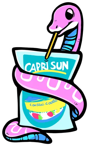 Capri Sun Snake Character Drinking PNG image