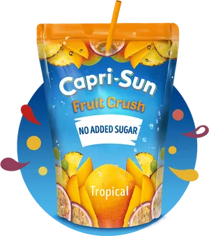 Capri Sun Tropical Fruit Crush No Added Sugar Pouch PNG