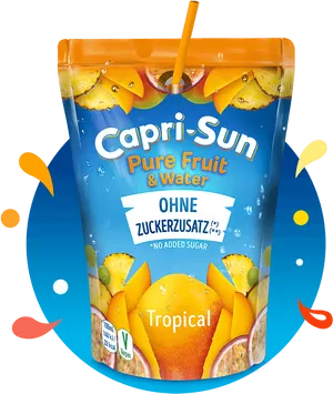 Capri Sun Tropical Pure Fruitand Water Pouch PNG