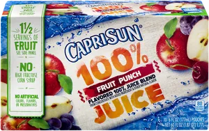 Capri Sun100 Percent Fruit Punch Juice Packaging PNG