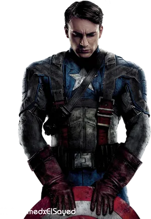 Captain America Battle Ready Pose PNG image