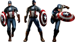 Captain America Poses Triptych PNG image