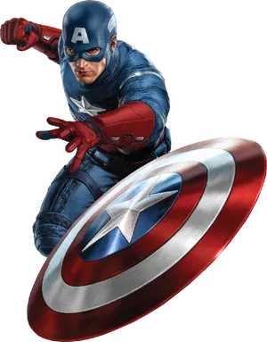 Captain America Shield Action Pose PNG image