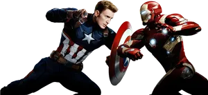 Captain Americaand Iron Man Showdown PNG image