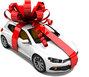 Car Gift With Red Ribbon PNG image