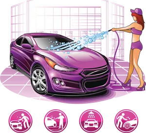 Car Wash Vector Illustration PNG image