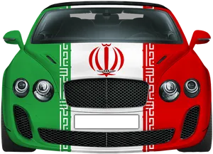 Car With Iranian Flag Wrap PNG image