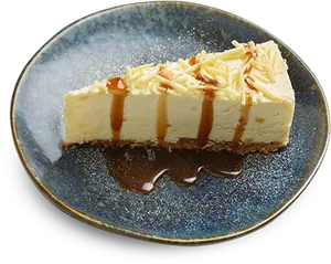 Caramel Drizzled Cheesecake Slice PNG image