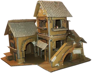Cardboard Model Village House PNG image