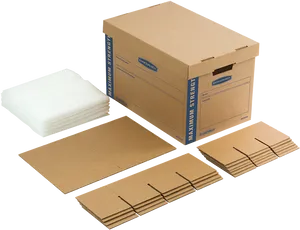 Cardboard Shipping Boxes Assembledand Flat PNG image