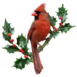 Cardinal And Holly Png 06252024 PNG image