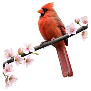 Cardinal On Flowering Tree PNG 06252024 PNG