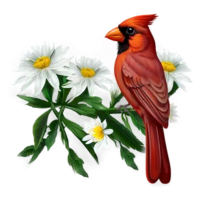 Cardinal With Flowers Png 69 PNG image