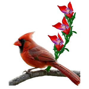 Cardinal With Flowers Png 77 PNG image