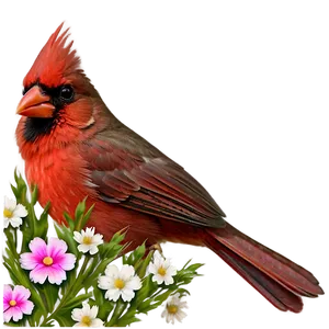 Cardinal With Flowers Png 99 PNG image