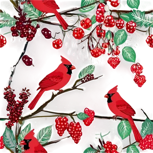 Cardinals And Berries PNG Hmr PNG