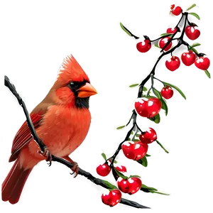 Cardinals And Berries PNG Oew66