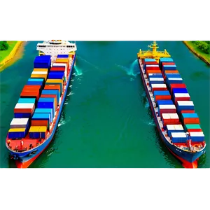 Cargo Ship In Canal PNG Ajk