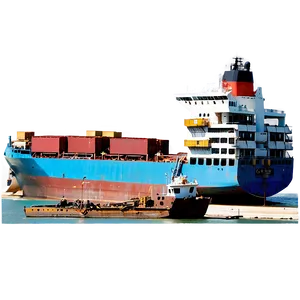 Cargo Ship In Canal PNG Xik