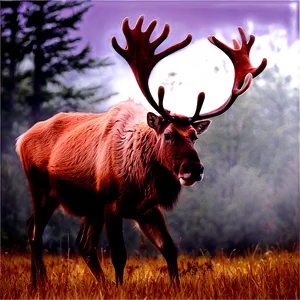 Caribou In Misty Morning PNG Jnw