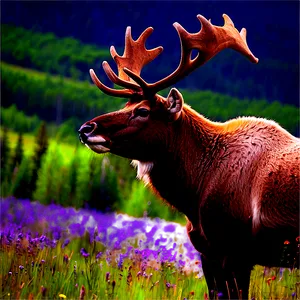 Caribou In Summer Meadow PNG Bhu